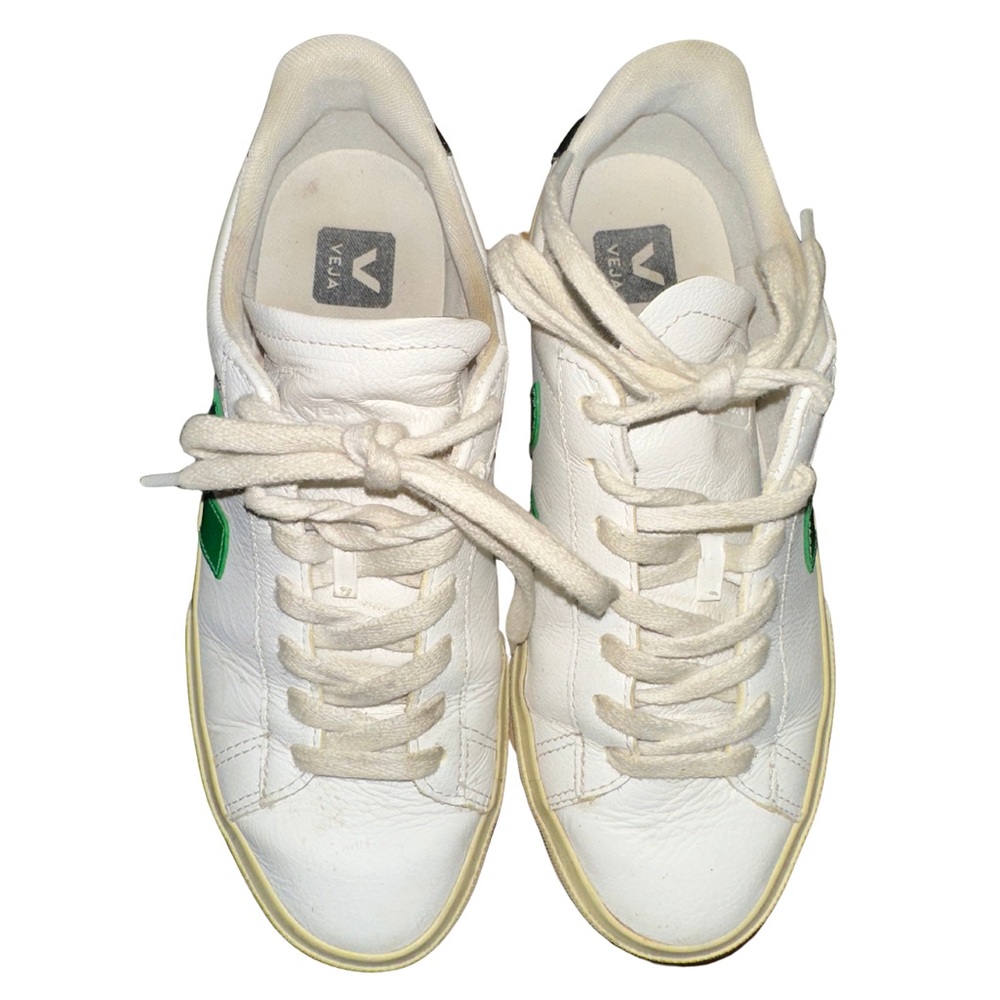 Veja Campo Chromefree Sneakers - White, Green, and Black